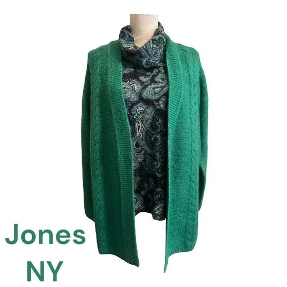 Jones New York 2pc Set Signature Paisley turtleneck with Cardigan size S. NWT - Picture 1 of 16